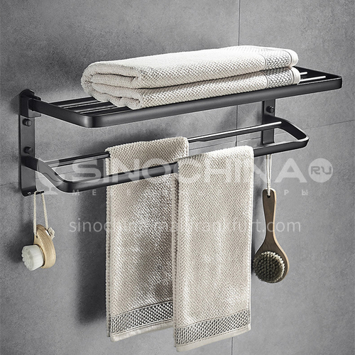Perforated free towel rack Nordic minimalist towel rack space aluminum toilet rack wall hanging bathroom pendant 8999